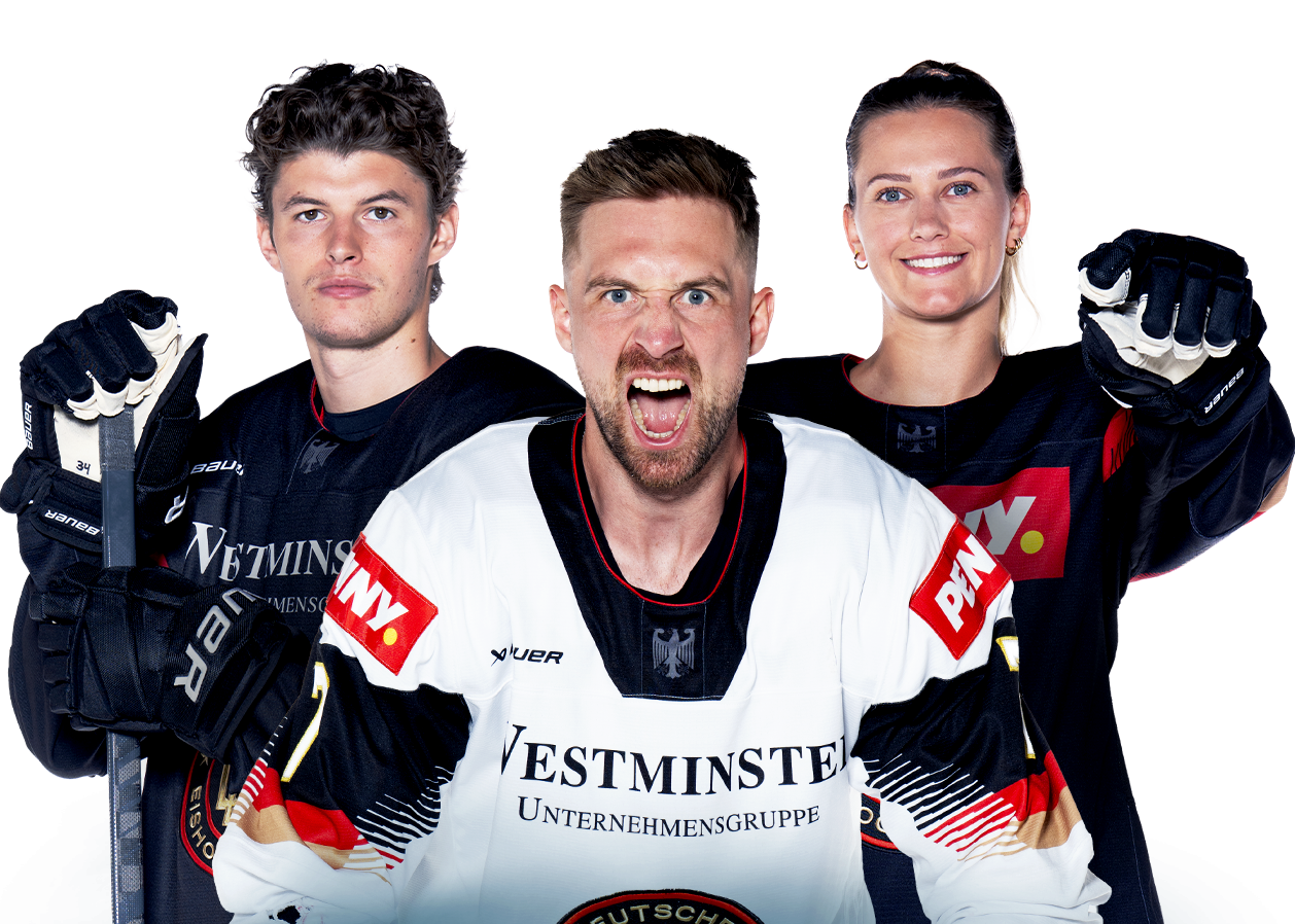 Werbegrafik mit zwei Eishockeyspielern